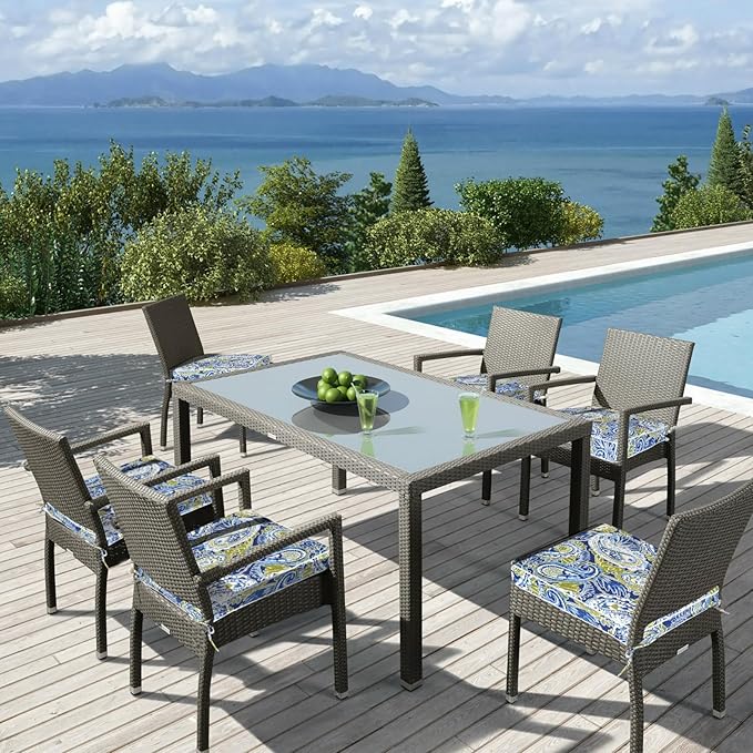 Outdoor Chair Cushions 19 x 19 Inch Set of 2 Water Resistant Seat Cushions with Ties, Outdoor Cushions for Patio Furniture with 3-Year Fade Resistant