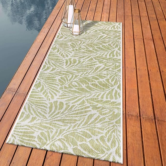 Keen Home Design Terrace Outdoor Runner Rug - 26"x91" Washable Indoor/Outdoor Rug for Patio, Kitchen, Balcony, Beach, Garden, Deck and Porch, Size: 2'2" x 7'7", Rainforest Green