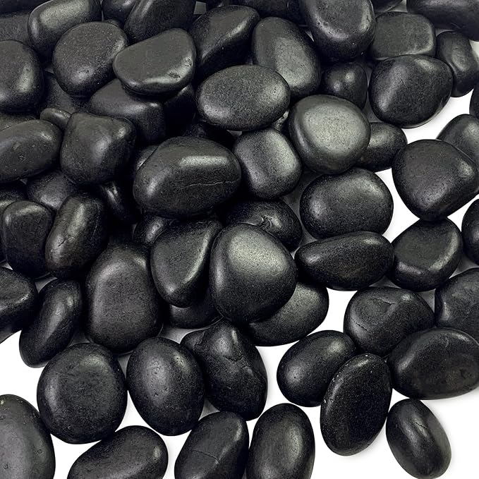 5 lbs Black Pebbles for Indoor Plants, 1-2 Inch Decorative Black River Rocks for Plants, Garden Landscaping, Vase, Yard Walkway, Paving and Outdoor Decorative Stones