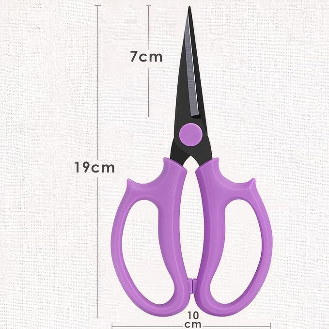 Garden Pruning Shears Scissors with Comfort Grip Handle, Premium Steel Professional Floral Scissors, Perfect for Arranging Flowers, Pruning, Trimming Plants, Gardening Tool (Pointed purple)