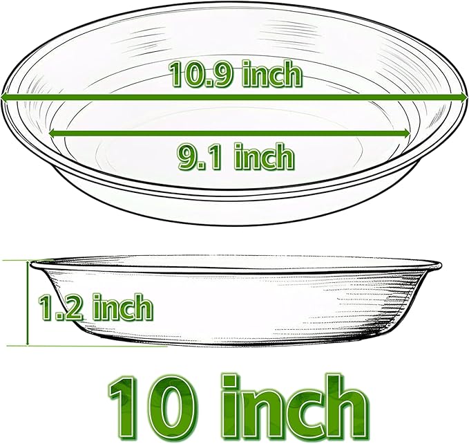 2 Pack Plant Saucer Drip Tray 9 10 inch, Plant Dishes Saucer Plastic Flower Planter Saucers and Drip Trays for Indoors Outdoors, Heavy Durable Plant Plate Water Catcher (10", Dark Green)