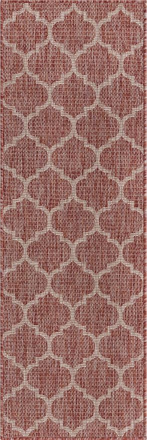 Unique Loom Outdoor Trellis Collection Area Rug (2' x 6' 1" Runner, Rust Red/ Ivory)