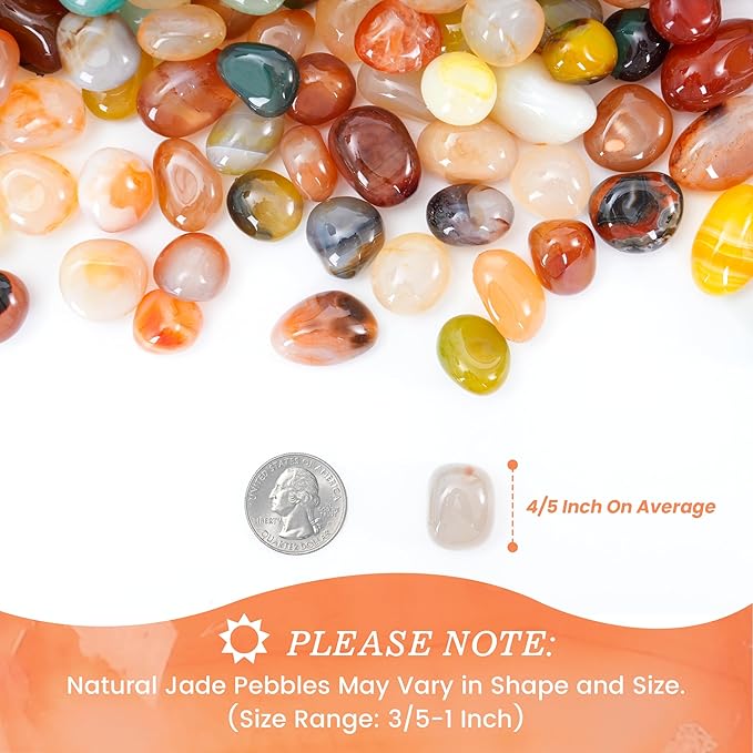 SIDONG 2 LB Colorful Mixed Agate Stone, 4/5 Inch Polished Tumbled Stones, Natural Healing Crystal, Decorative Pebbles for Home Decoration, Indoor Plants, Fish Tanks, Garden Landscaping, DIY Crafts