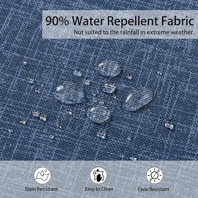 Magpie Fabrics Indoor Outdoor Cushion Cover Replacement 2 Pack, NO Insert! Water Repellent Slipcover with Ties Decor for Patio Garden Chair Seat Sofa Bench Wicker(Navy Blue Textured, 24x24x4 Inch)