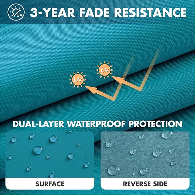 MIULEE Teal Outdoor Seat Cushion 24x24 Inch Waterproof & 3 Year Fade Resistant Deep Seat and Back Cushion for Patio Furniture Chair Sofa Couch with Handle and Adjustable Straps