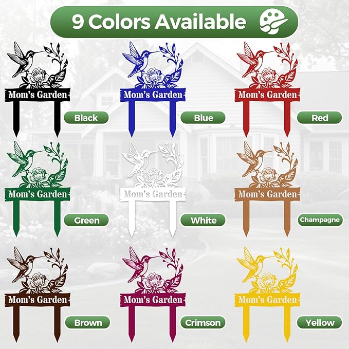 Personalized Metal Garden Sign, Custom Flower Decor with Stake, Hummingbird Metal Yard Art, Garden Name Sign,Outdoor Decor,Patio Decoration,Home Present,Gardeners & Planters Gift