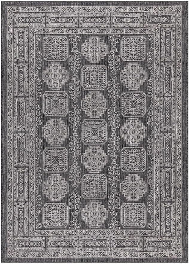Keen Home Design Terrace Outdoor Area Rug - 46"x67" Washable Indoor/Outdoor Rug for Patio, Kitchen, Balcony, Beach, Garden, Deck and Porch, Size: 3'10" x 5'7", Trend Black