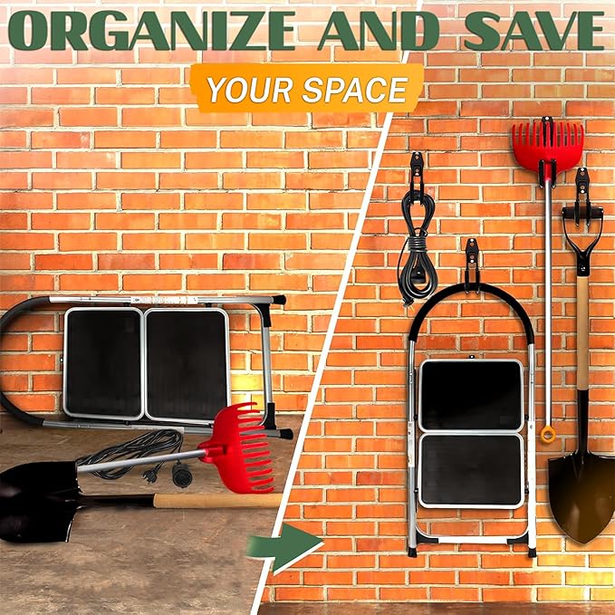 Hose Hook Wall Mount - Rust-Resistant, Scratch-Free, Strong Design, Anti-Slip Coating and Fast Setup - Garden Hose Hanger Wall Mount for Up to 66 lbs for Organizing Tools, Accessories, and Equipment