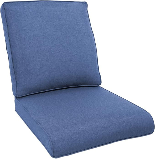 Outdoor Chair Cushions- 22 X 25 Inch High Density Sponge Patio Cushions Deep Seat Patio Furniture Cushions for Chair Sofa Couch-Blue/2 Piece