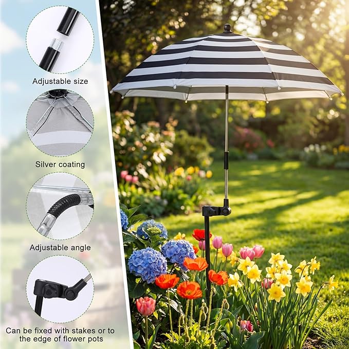 3 Pack Plant Umbrella for Outdoor Adjustable Sun Shade Covers 24" Sun Protection Cloth UV Umbrella for Potted Plants, Garden Beds, Patio Flowers