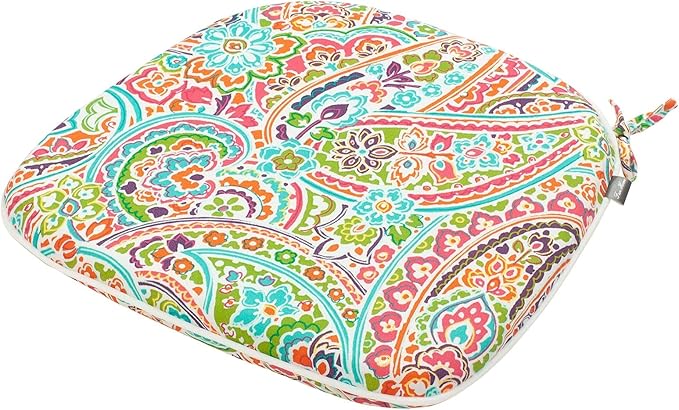 FUNHOME Outdoor Chair Cushions Set of 4, Water-Repellent Seat Cushions D16xW17 Inch, All Weather Chair Pads with Tie, Cushions for Furniture Garden Home Office Decoration, Melora Paisley