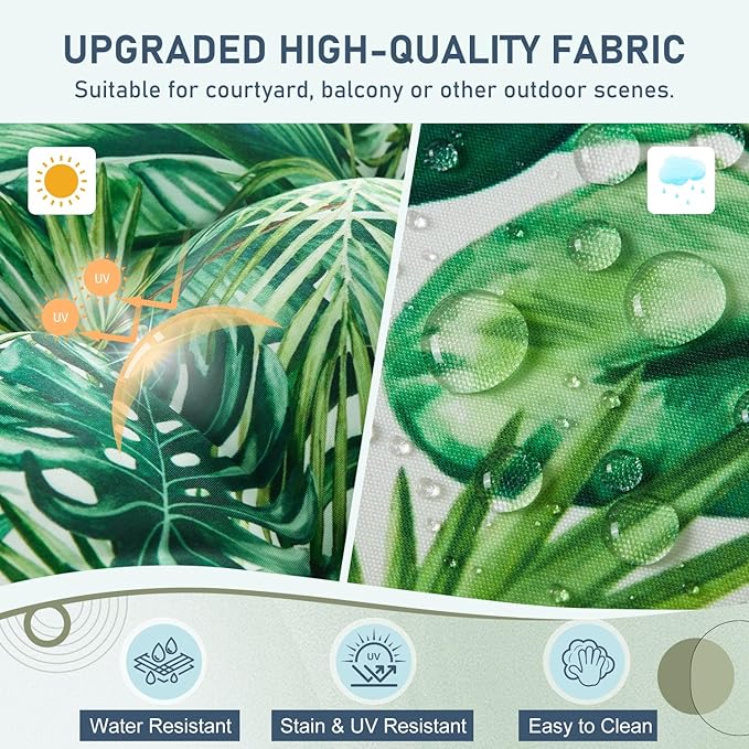 downluxe Outdoor Chair Cushions Set of 2 for Patio Furniture, Waterproof Tufted Overstuffed Patio Furniture Cushions, Thick Outdoor Seat Cushion, 19" X 19" X 5", Palm Leaves
