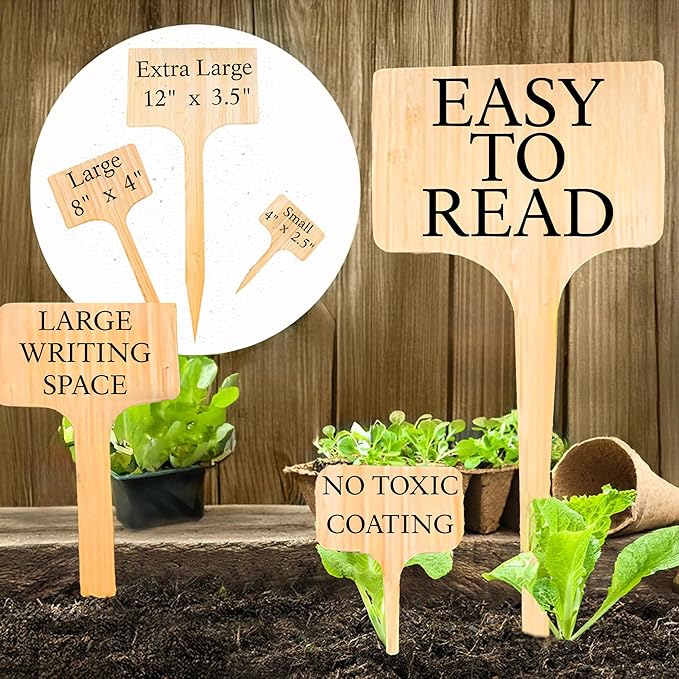 25 Pack 2 Sizes Tall Plant Labels Garden Markers Plant Name Tags for Flowers, Herbs, Vegatables, Seeds, Bulbs Larger Writing Area with Full Size Marker Great Holiday Gift