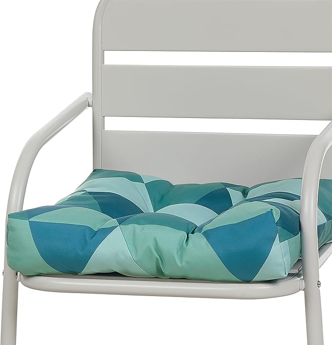 DUCKCOVERS® Water-Resistant 19 x 19 x 5 Inch Indoor Outdoor Seat Cushions, Blue Lagoon Geo, 2-Pack, Outdoor Patio Cushions
