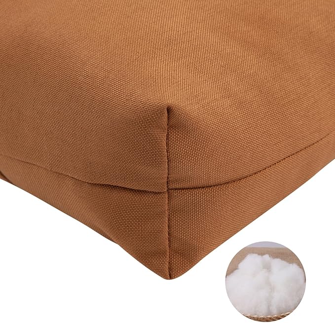 FUNHOME Outdoor Bench Cushion 42 x18 inch with Non-Slip Grips,Water Resistant Porch Swing Cushion,Bench Pillow Pads,Tufted Cushions for Patio Garden Furniture,42" Seat Cushions(Caramel Orange)