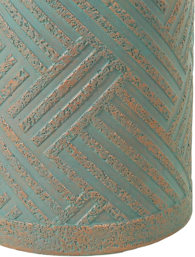 16.93" Cement End Tables for Patio,Faux Terrazzo Modern Small Round Side Accent Table,Tree Stump Garden Stool Drum Indoor and Outdoor,Green