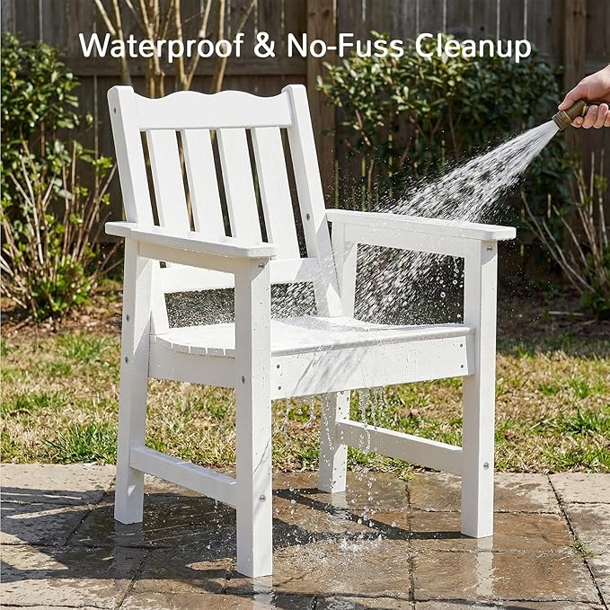 Stoog 3 Pieces All-Weather Patio Furniture Set, Include 2 Outdoor Chairs and 1 Outdoor Bench, White