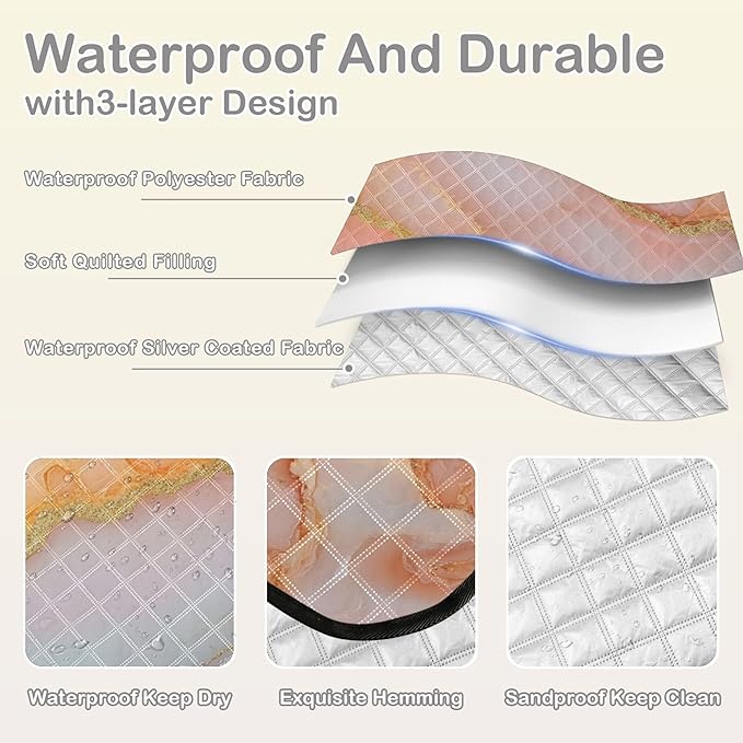 Marble Peach Blush Waterproof Picnic Accessories Water Resistant Outdoor Party Garden Mat for Outdoorsy People Picnic Items Manta para hacer Picnic
