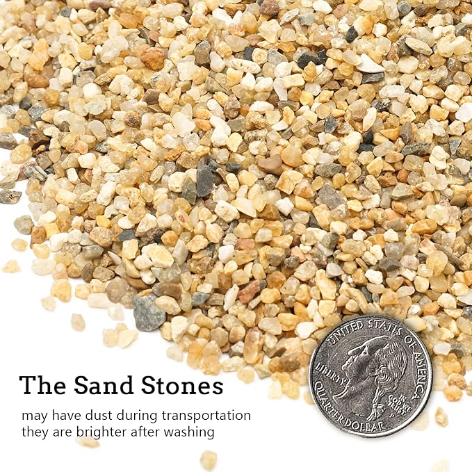Coarse Sand Stone - Silica Sand for Plants,Mix Course Sand Soil Cover Succulents and Cactus Bonsai Natural Rocks Decorative Sand Horticultural Sand for Vases Fillers,Terrarium, Fairy Garden.