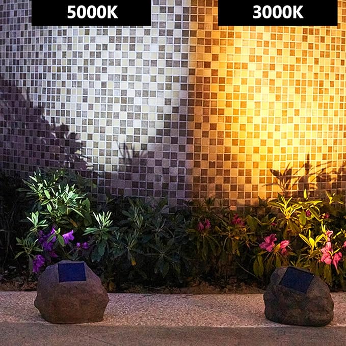 GOODFOEVER Rock Solar Spot Lights - Super Bright, Waterproof LED Landscape Lights for Pathway, Yard (Solid Color 1 Pack)