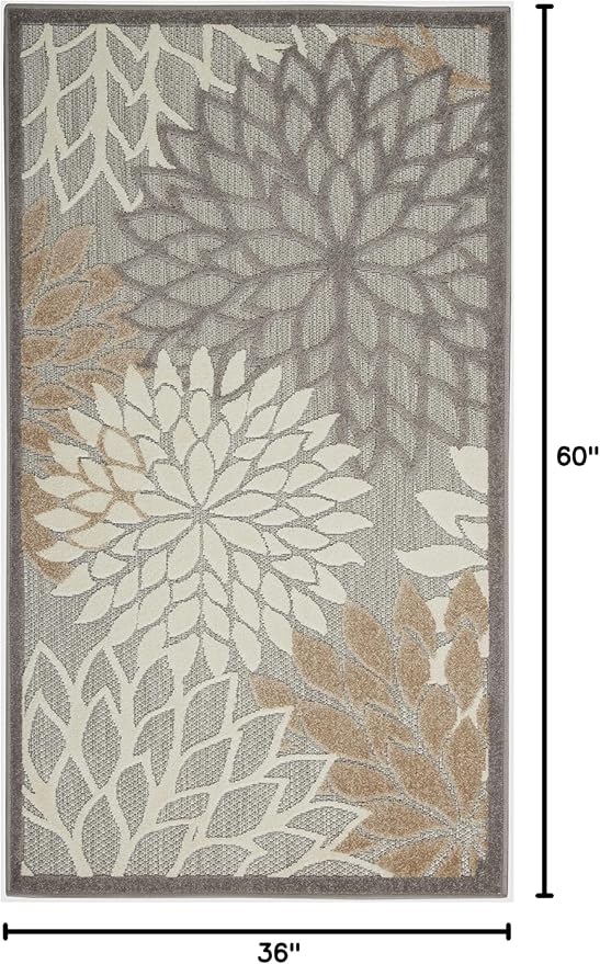 Nourison Home Aloha Natural 3' x 5' Area Rug - Easy Clean, Non Shedding, Bed Room, Living Room, Dining Room, Kitchen (3' x 5')