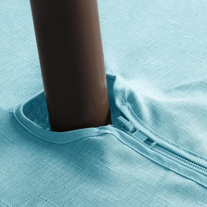 Outdoor Tablecloth Wrinkle-Free Stain Resistant Waterproof Polyester Fabric Table Cover with Zipper Umbrella Hole for Picnic/Party/Dinner/Patio Garden(70inch Round,Zippered,Aqua Blue)