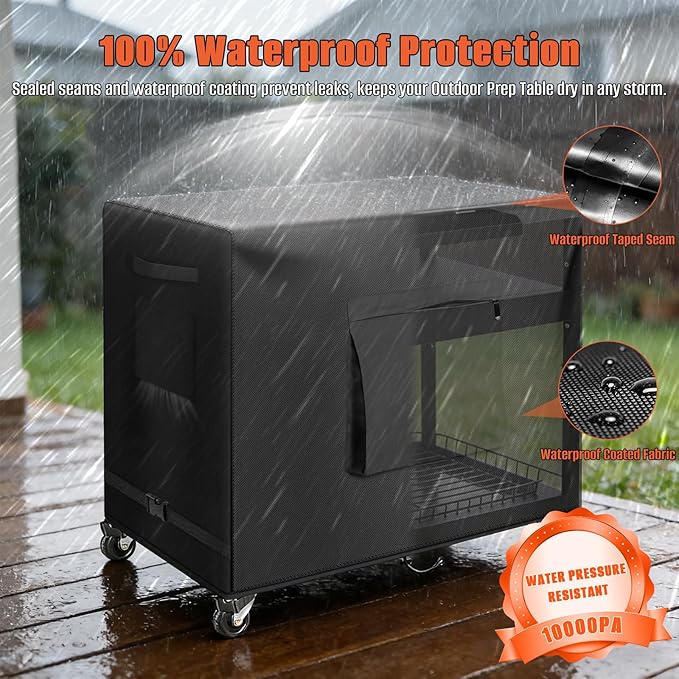 Kovshuiwe Outdoor prep Table Cover 52 inch for Keter Unity XL Outdoor Rolling Table Cart, Heavy Waterproof for Grill Dining Kitchen Cart Protective, Patio Food Prep Station, 54" L x 21.2" W x 35" H