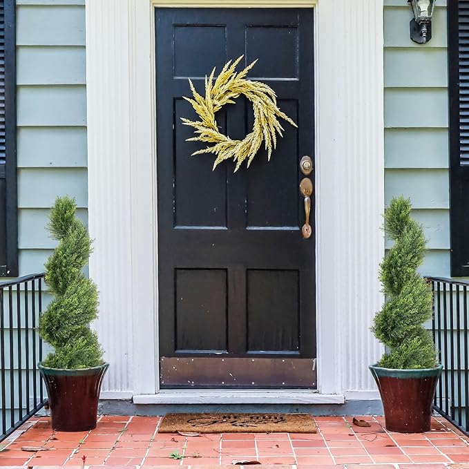 THE BLOOM TIMES 3ft Artificial Topiary Trees Set of 2, 36 inch Faux Cedar Cypress Spiral Topiary Trees Outdoor - Fake Plants for Garden Front Porch Indoor Outside Planter Christmas Decor 3 Foot
