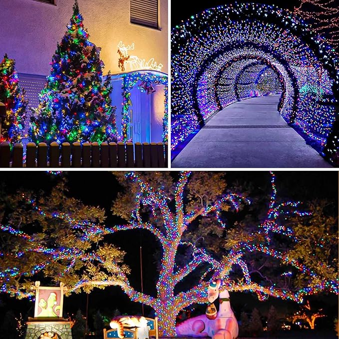 Extra-Long Solar String Lights Outdoor, 4-Pack 400 LED Solar Fairy Lights for Outside Waterproof, Copper Wire 8 Modes Solar Powered Twinkle Lights for Tree Garden Party Xmas Wedding Decor(Multicolor)
