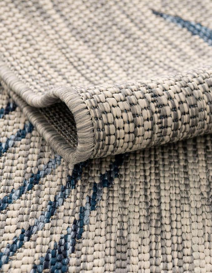 Unique Loom Outdoor Botanical Collection Area Rug - Leaf (10' 8" Square Light Gray/Ivory)