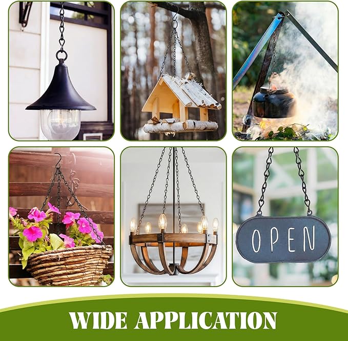 Frienda 500 Inch Metal Hanging Chains and Hanging Basket Hooks Set Small Chain with S Hooks DIY Plant Chain for Bird Feeder Birdbath Planters Grow Lights Lanterns Wind Chime and Ornaments