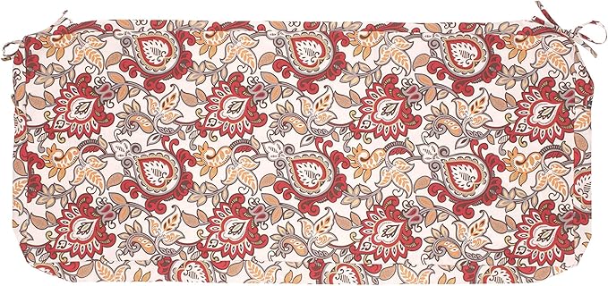 Magpie Fabrics Patio Bench Cushion Cover 45x18x3 Inch, NO Insert! Water Resistant Outdoor Loveseat Replacement Cover with Zipper (Botanical Red Orange)