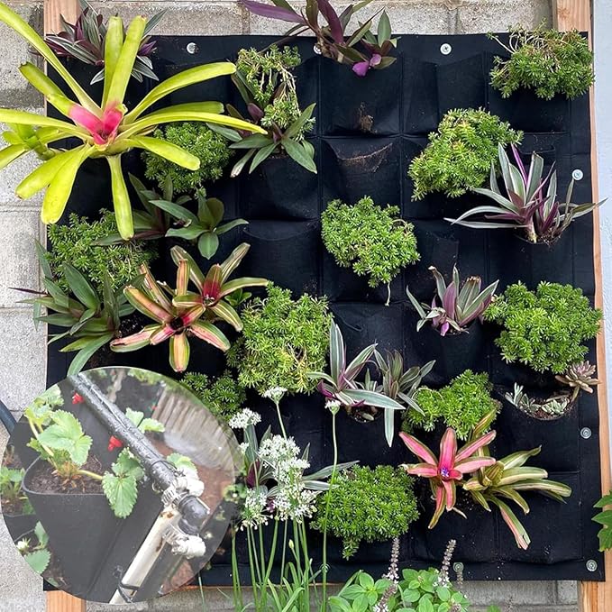 MANCHAP 36 Pockets Vertical Garden Wall Planter, Hanging Wall Planter Pockets, Vertical Hanging Wall Planter for Flower Vegetable Indoor and Outdoor, Black