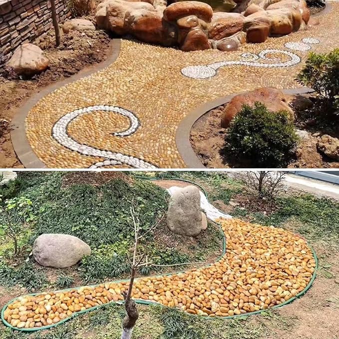 10lbs Yellow River Rocks, 1-2 Inch Natural Pebbles for Indoor Plants, High Polished Decorative Stones Vase Filler Fish Tank Aquariums Landscaping Garden