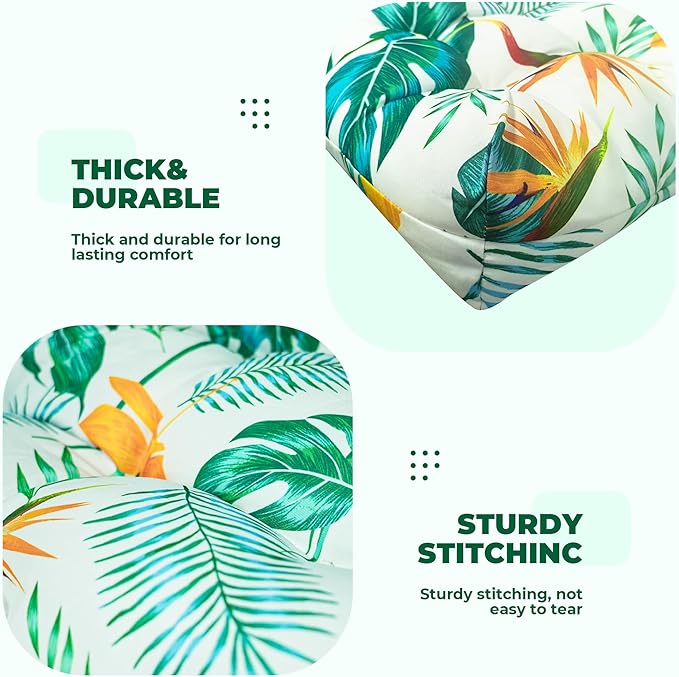 Wicker Chair Cushions, Waterproof Outdoor Loveseat Cushions for Patio Furniture, Tufted Wicker Furniture Cushions, 1 Loveseat and 2 U-Shaped Cushions (Yellow Leaf)