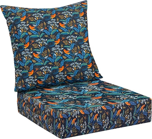 Outdoor Cushions for Patio Furniture,Outdoor Seat Cushion Set 24 x 24 x 4 Inch,Waterproof & Fade Resistant Outdoor Chair Cushions,Deep Patio Chair Cushion with Removable Cover,Nightingale