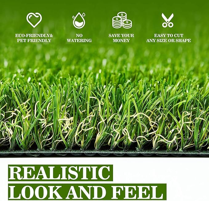 AYOHA Artificial Turf 12 ft x 69 ft with Drainage, 1.38 Inch Realistic Fake Grass Rug Indoor Outdoor Lawn Landscape for Garden, Balcony, Patio, Synthetic Grass Mat for Dogs, Customized