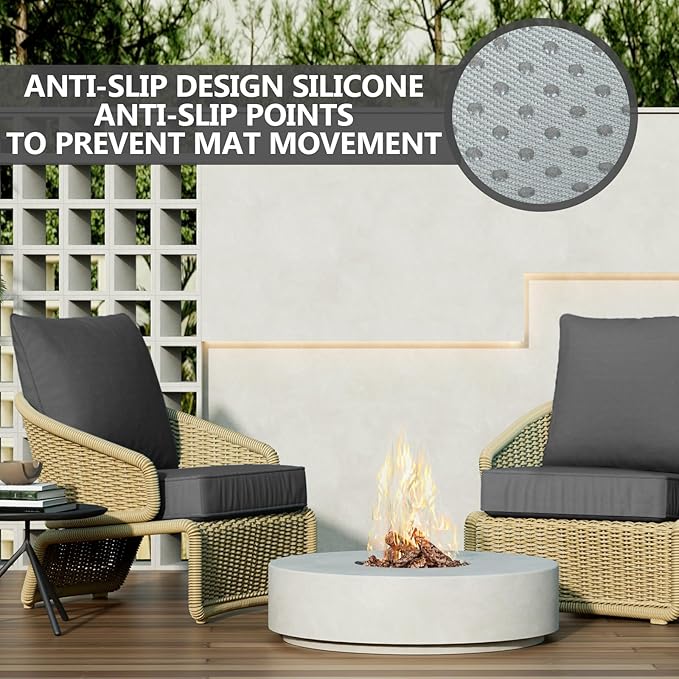 24" x 24" x 6" Outdoor Deep Seat Cushions Set - 2 Set Waterproof & Fade Resistant Patio Furniture Replacement Cushions, Non-Slip Outdoor Cushions Fit Loveseats, Couches, Chairs, and Sofas.
