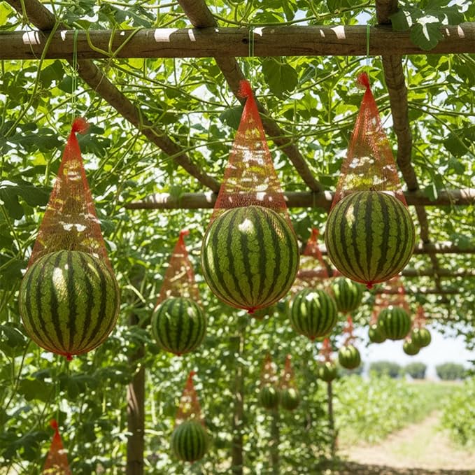 20PCS Fruit Hammock Melon Hammock 17 Inches Watermelon Nets for Watermelon Honeydew Melon Cucumbers Trellis Vertical Garden Grow