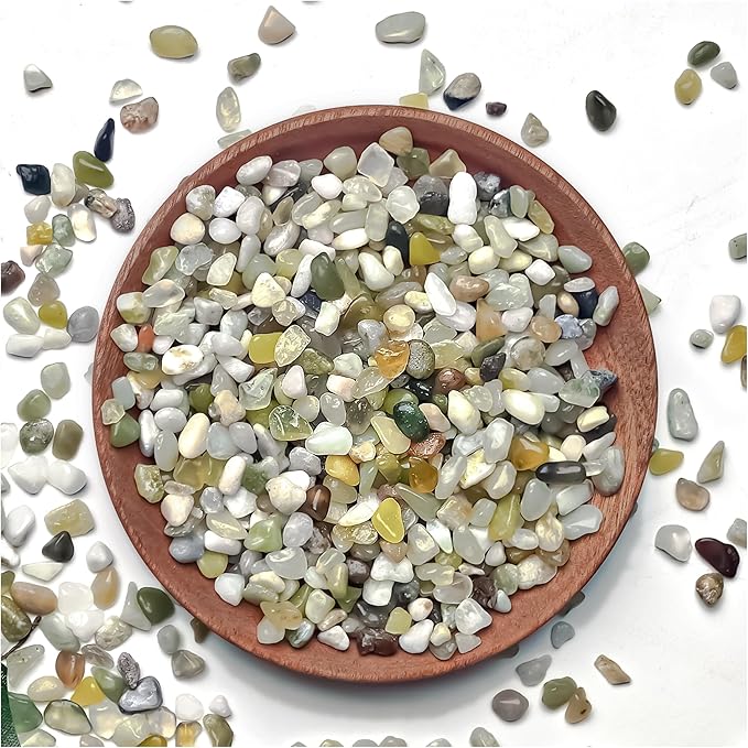 Jade Rocks for Plants Indoor, 1/5 inch Small Pebbles for Indoor Plants, Decorative Rocks for Succulents Cactus Bamboo Vases Landscaping Drainage and Outdoor Garden 2 LB