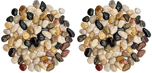 RITOLLO 12 lb River Rocks Pebbles for Indoor Plants 3/8-1 Inch Natural Aquarium Gravel Decorative Fish Tank Rocks Garden Landscaping Decor (Pack of 2)