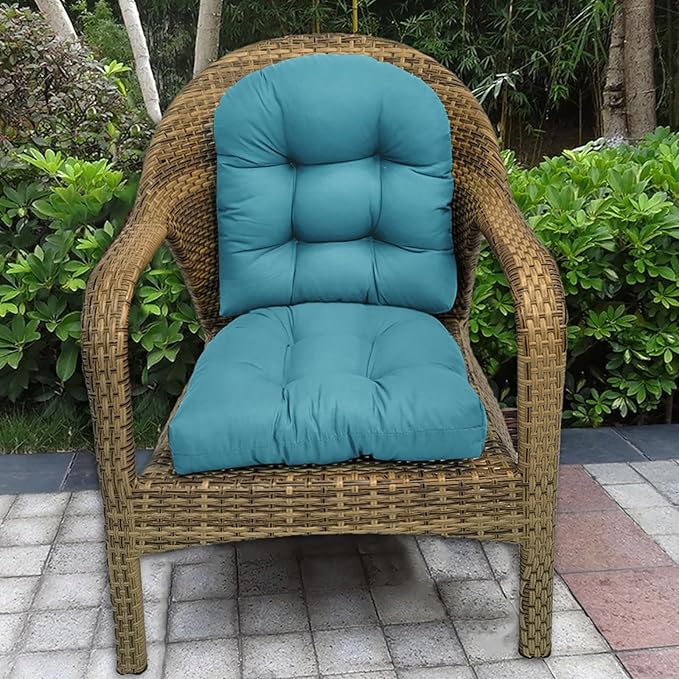 Waterproof Chair Cushions Set of 2 Outdoor,Tufted Thicken Weather and Fade Resistant Kitchen Seat Cushions,Patio Chair Pads for Garden Furniture Sofa Couch (Sky Blue)