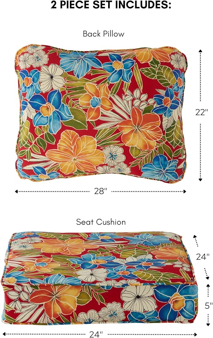 Greendale Home Fashions Outdoor 2-Piece Deep Seat Cushion Set, Aloha Crimson