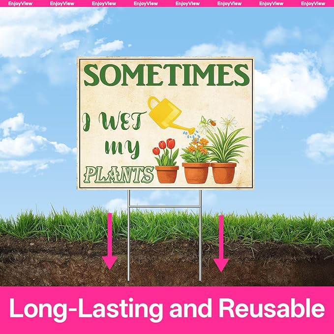 Funny Garden Sign with H Stake 24"x18" Large Vintage Sign for Outside Corrugated Plastic Greenhouse Yard Decor Gardening Gifts for Women 1Pack
