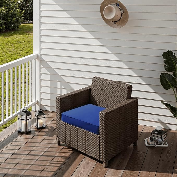 Outdoor Chair Cushions 20 x 20 x 3 Inch, Waterproof & Fade Resistant Patio Seat Cushion for Furniture with Handle and Ties, Thick Seating Pads for Outside Sofa Couch Set of 2, Blue