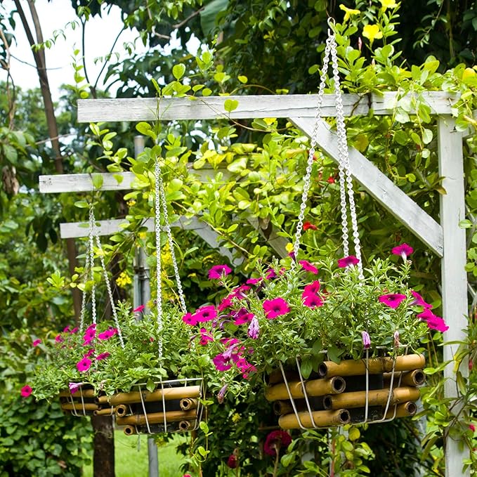 FEPITO 12 Pack Hanging Chains, 10 Inch Hanging Basket Chains, Garden Plant Hangers Metal Chains with Hooks Clips for Bird Feeders, Wind Chimes, Lanterns, Planters, Decorative Ornaments