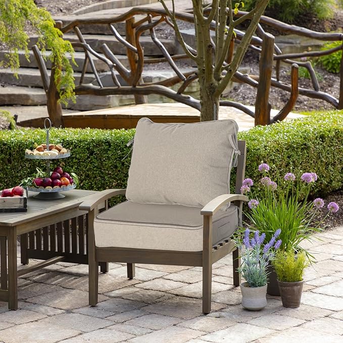19"x19" Outdoor Universal Cushion Set of 1, Patio Cushions with Handles & Ties, Water-Proof Stain-Resistant UV Resistant Weather Resistant High Resilience Foam with YKK Zippers,Riverbed
