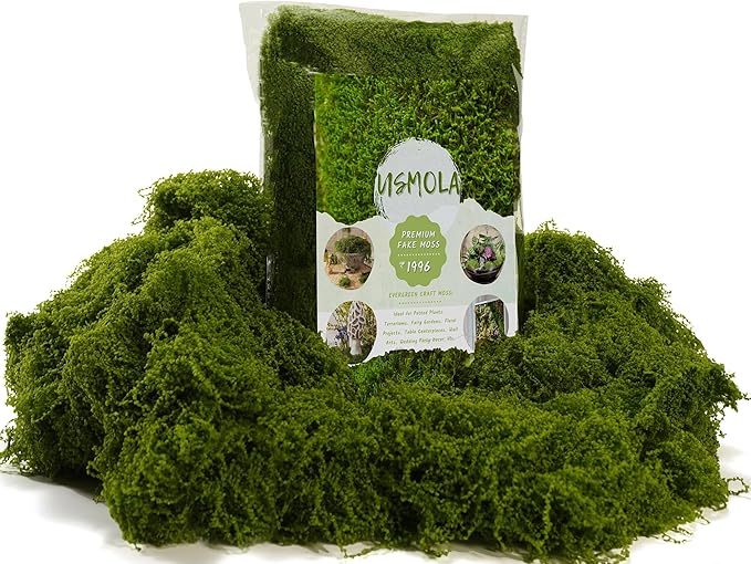 Fake Moss for Potted Plants Indoor, 7OZ Green Moss for Crafts - Realistic Faux Moss Decor for DIY, Terrariums, Fairy Gardens & Table Centerpieces - Craft Moss for Home Decor (Natural Green)
