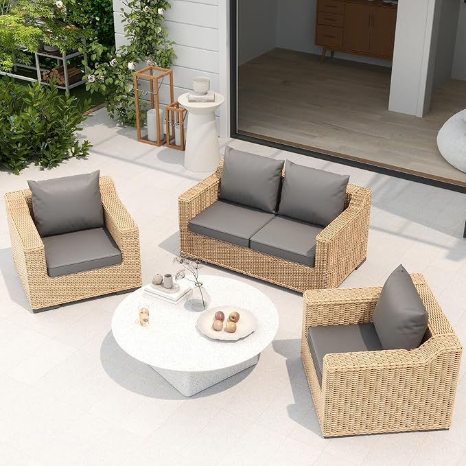 Outdoor Chair Cushions Set of 4, 22 x 22 Inch Patio Chair Cushions with Splash-Proof Covers, Outdoor Cushions for Patio Furniture, Grey
