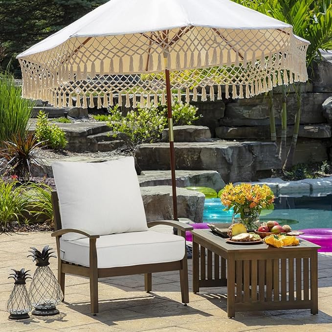 23.5"x25" Outdoor Deep Seat Patio Cushions Set of 2, Deep Seat Bottom Resilient Foam Filling Water-Resistant Stain-Resistant UV Resistant Weather Resistant with YKK Zippers,Almond